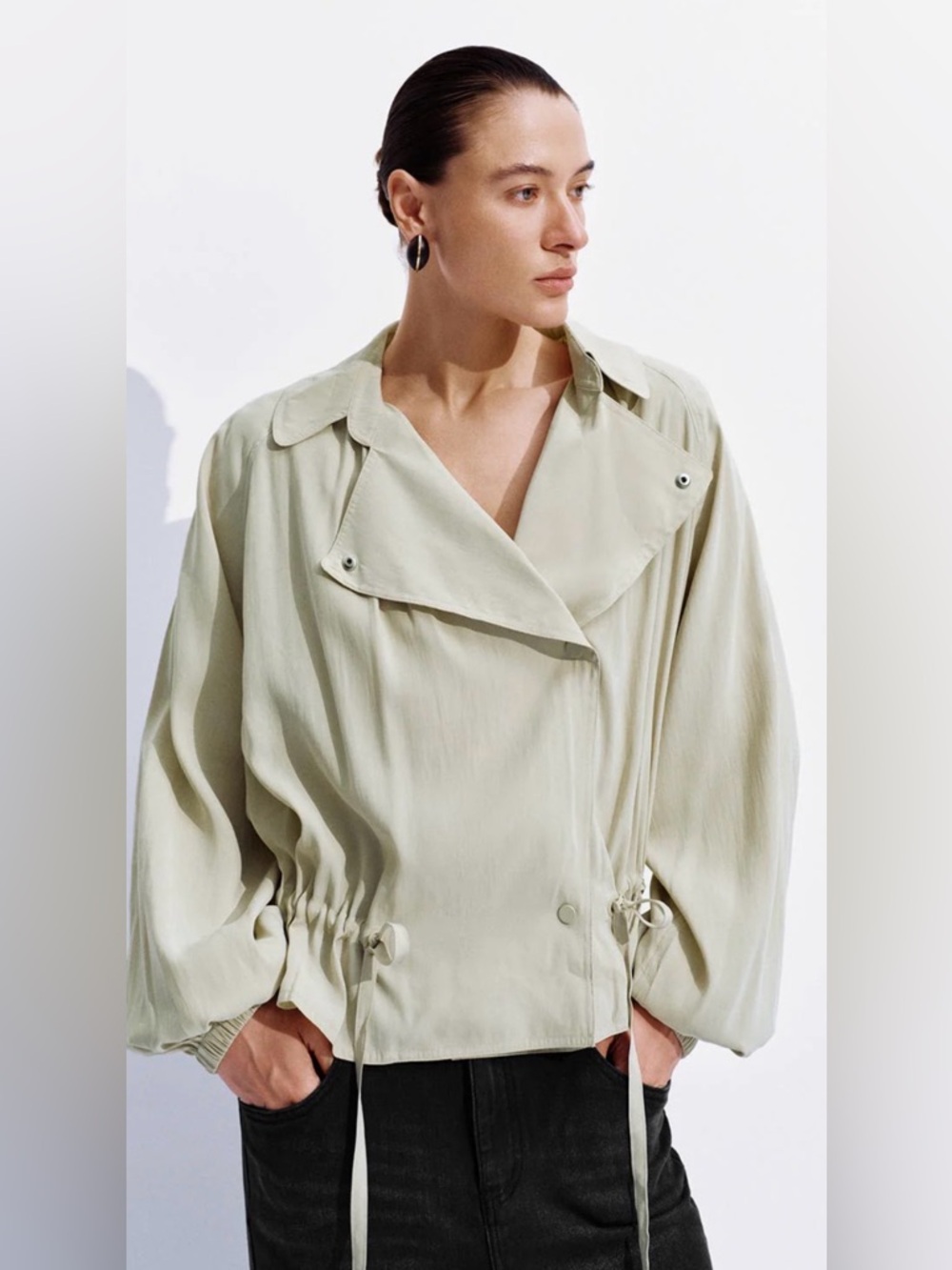 Urban Revivo Drawstring Asymmetric Wrap Jacket Size 8
